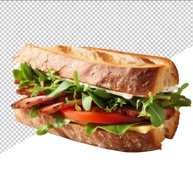 PSD un sandwich avec de la laitue, des tomates et des laitues