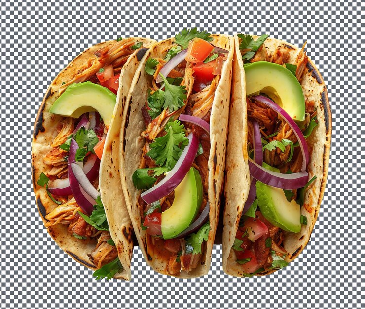 PSD sándwich picante de jackfruit carnitas tacos aislado sobre un fondo transparente