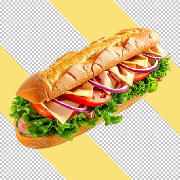 PSD sándwich de psd con jamón y verduras sobre un fondo transparente