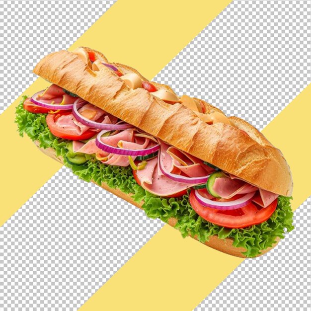 PSD sándwich de psd con jamón y verduras sobre un fondo transparente