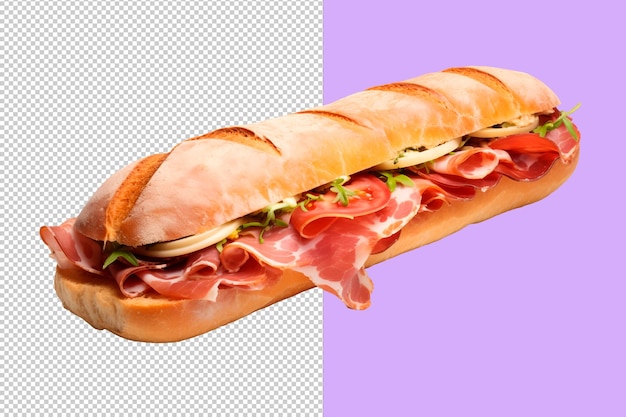 Sándwich de PSD con tocino en un fondo transparente