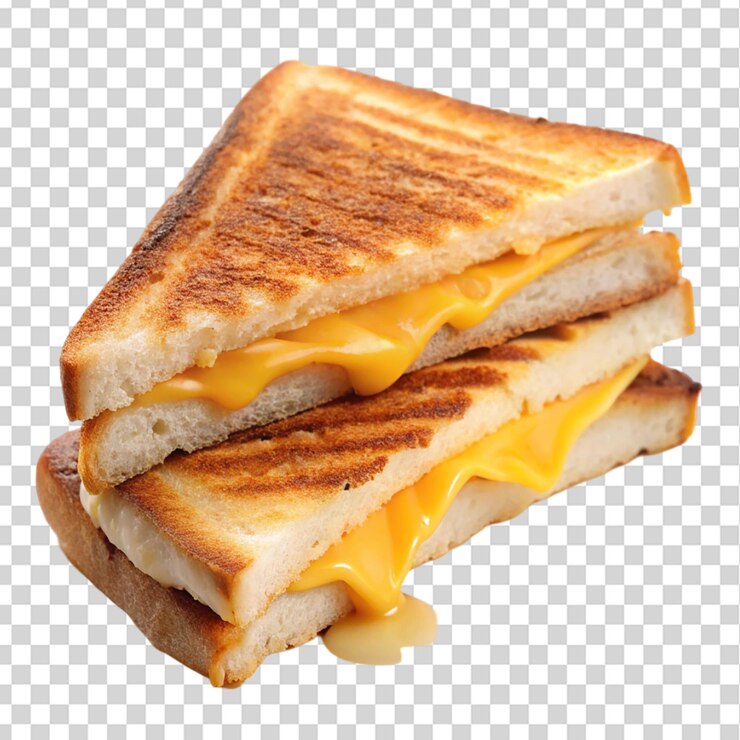 PSD sándwich de queso a la parrilla aislado sobre un fondo transparente