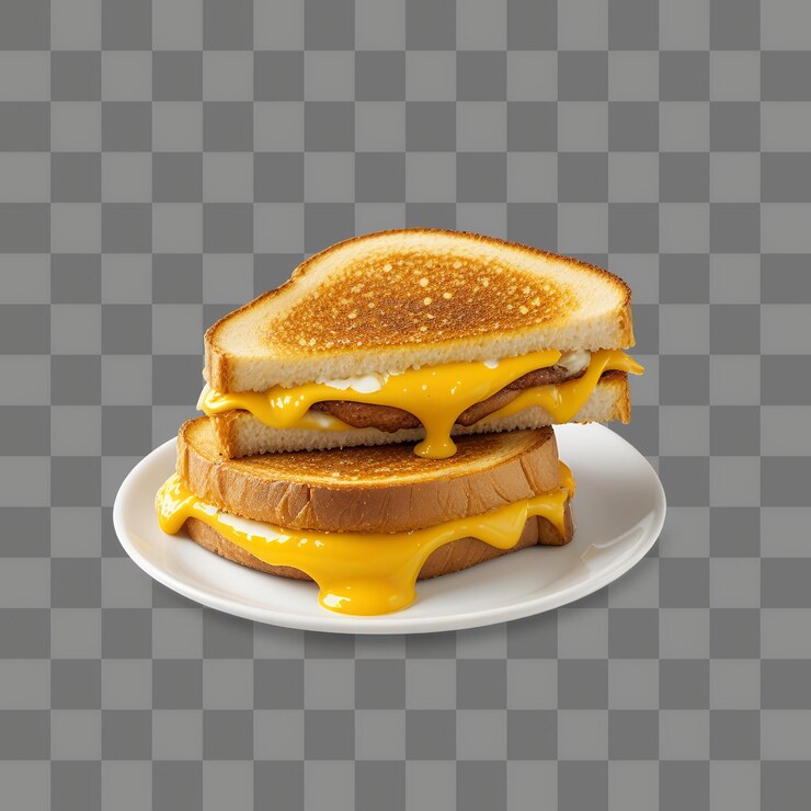 PSD sándwich de queso a la parrilla aislado sobre un fondo transparente