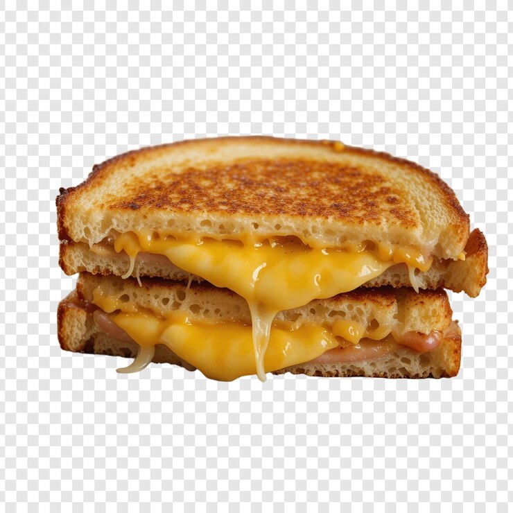 PSD sándwich de queso a la parrilla con queso derretido saliendo de los lados