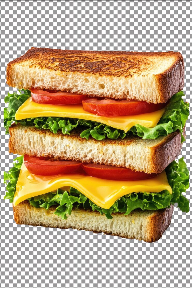 PSD sándwich de queso a la parrilla y tomate clásico y reconfortante un almuerzo favorito hiperrealista aislado