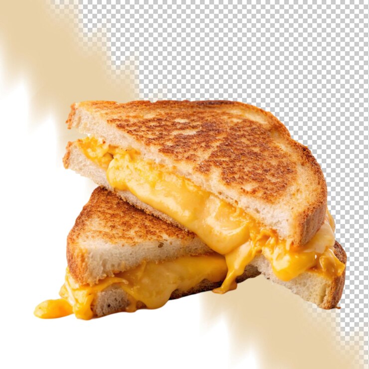 PSD sándwich de queso tostado aislado sobre un fondo transparente