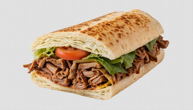 PSD un sandwich shawarma enveloppé dans des épices parfaites