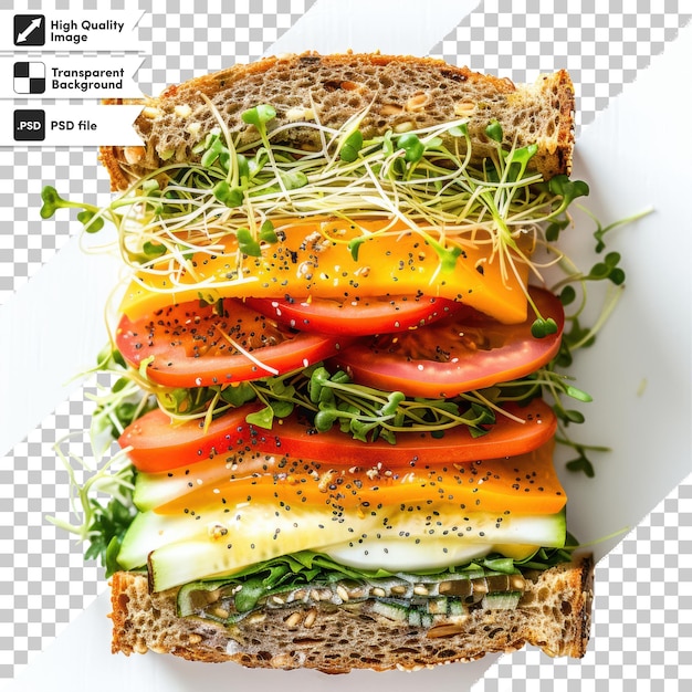 un sándwich con tomate, lechuga y tomate en él