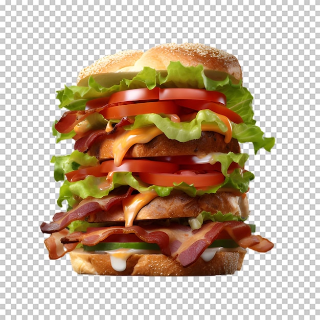 Sándwich de verduras frescas png aislado sobre fondo transparente