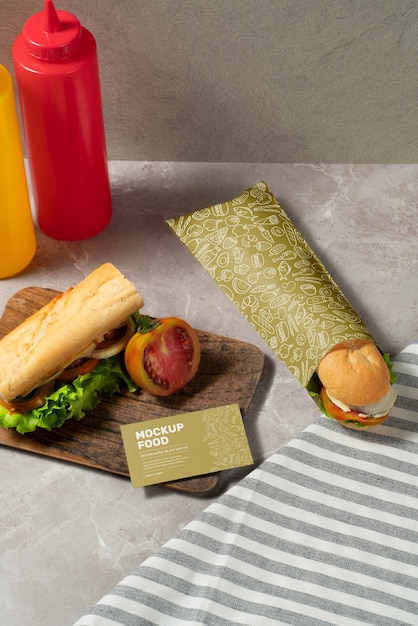 PSD sandwichpapierverpackung und menümodell