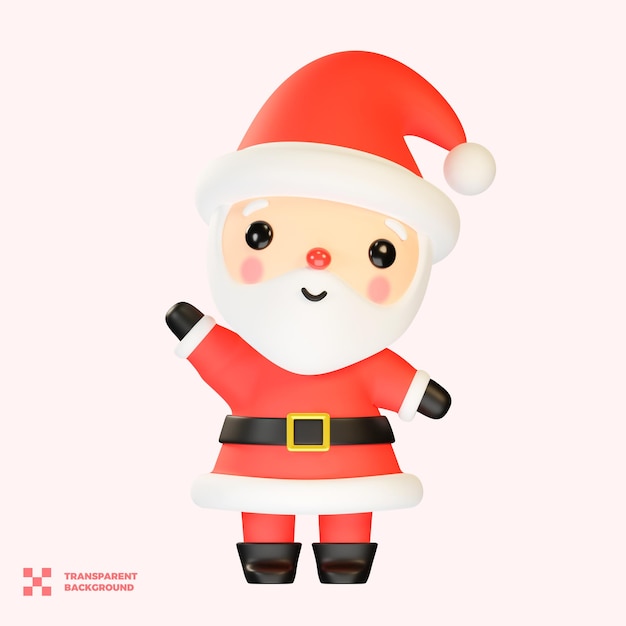 PSD santa claus agitando el personaje de navidad en 3d