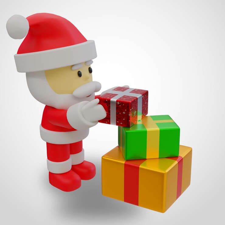 Santa Claus con cajas de regalo Navidad ilustración 3d
