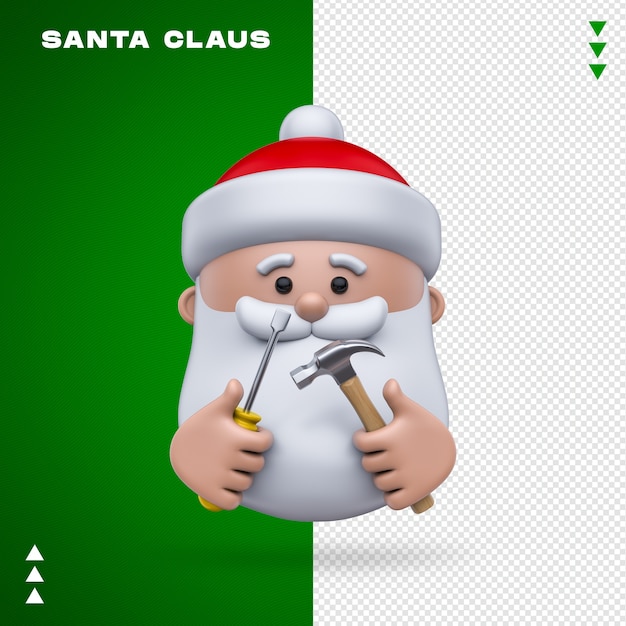 PSD santa claus herramientas render 3d aislado