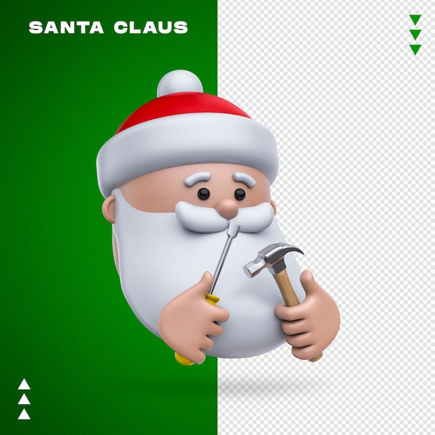 PSD santa claus herramientas render 3d aislado