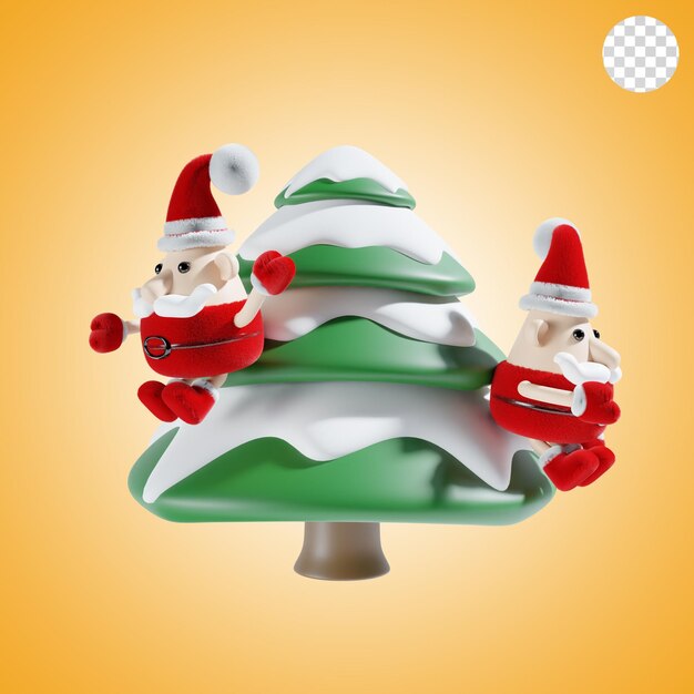 PSD santa claus lindo con el árbol de navidad ilustración 3d