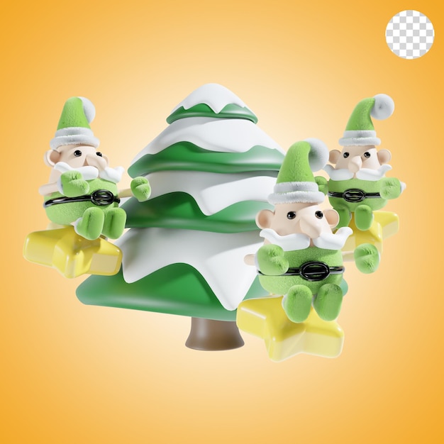 Santa claus lindo con árbol de navidad en tema verde