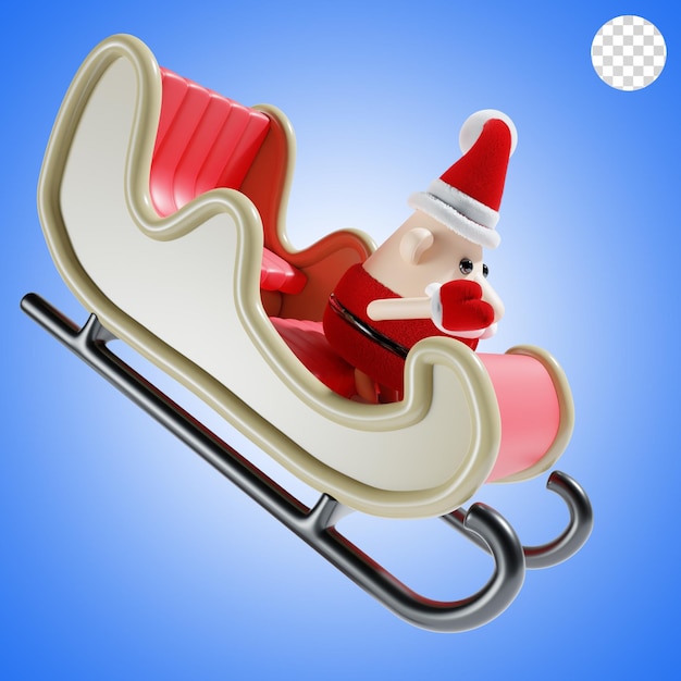 PSD santa claus lindo con el carruaje de navidad ilustración 3d