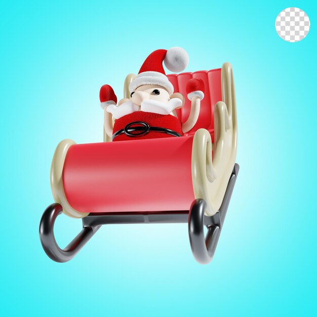 Santa Claus lindo con el carruaje de Navidad ilustración 3D