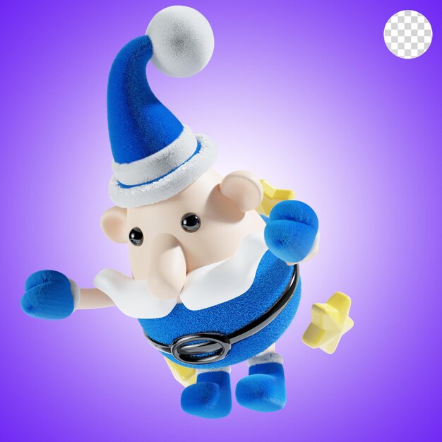 Santa Claus lindo con la estrella de Navidad en tema azul