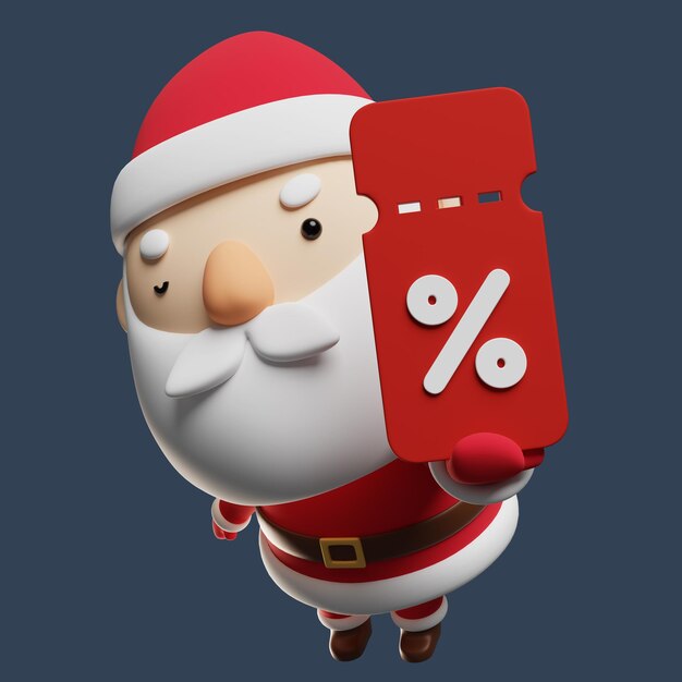 Santa Claus ofrece un cupón de descuento gráfico 3D