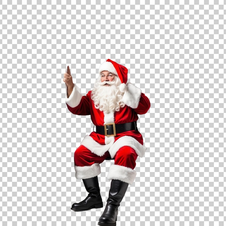 PSD un santa claus de pie frente a un fondo cosido en cruz