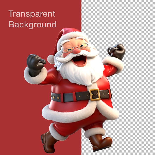 Santa Claus transparente bailando con un fondo blanco en blanco