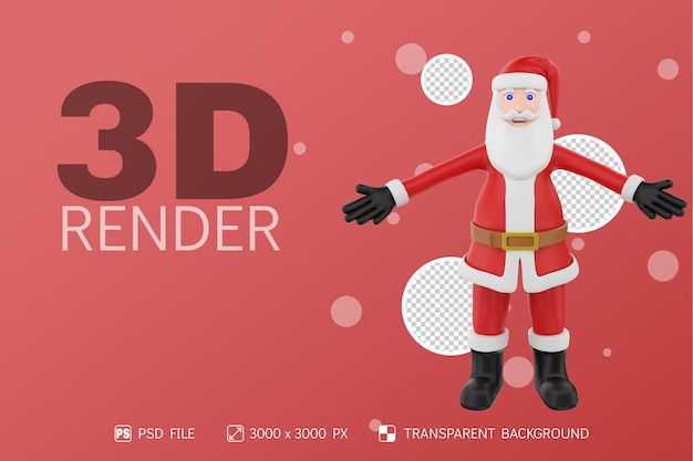 Santa front view 3d fundo isolado