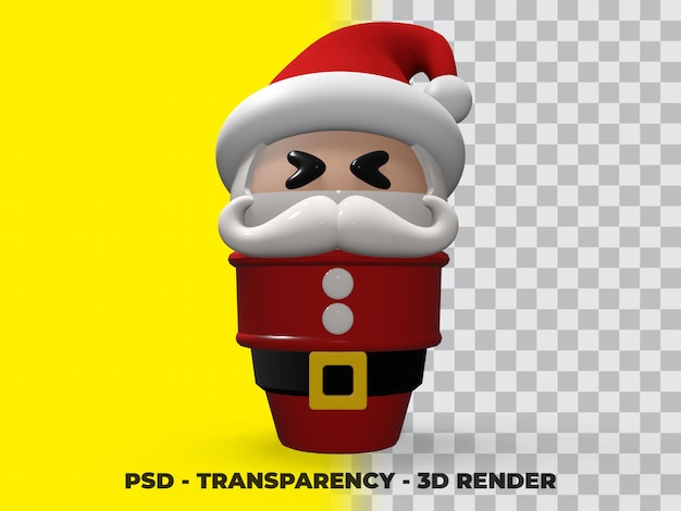 Santa helado 3D con fondo de transparencia Psd Premium
