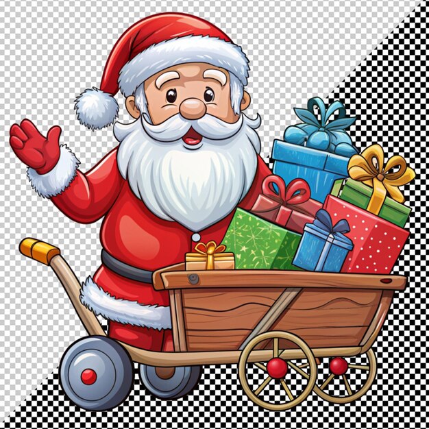 PSD santa with gift box on transparent background