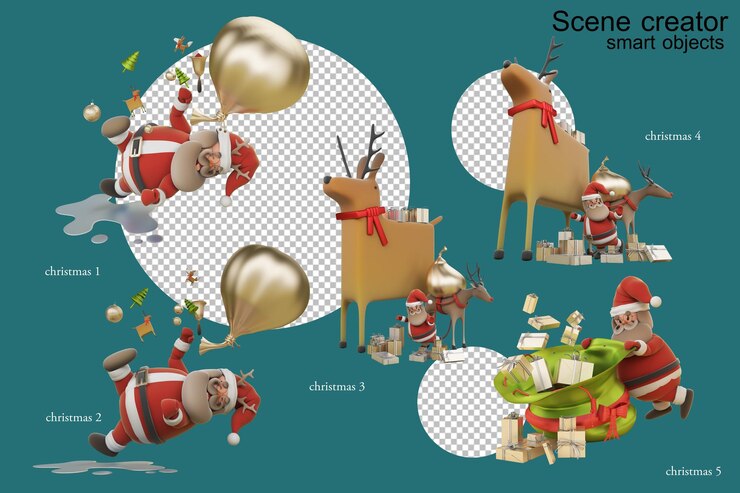 PSD santacros en una postura diferente en navidad