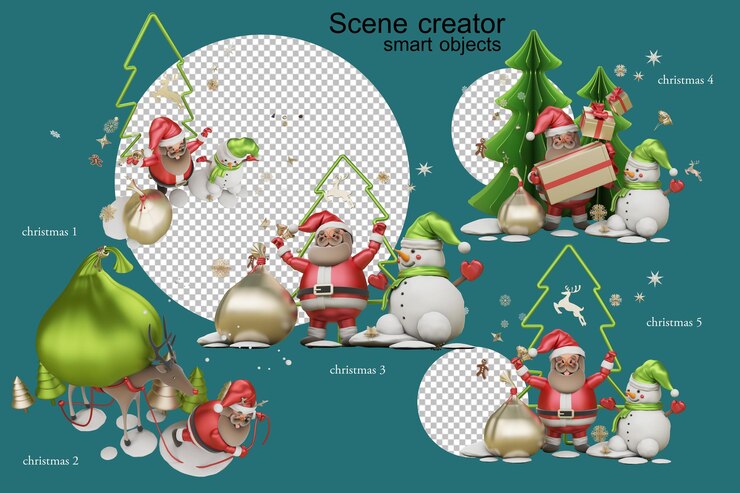 PSD santacros en una postura diferente en navidad