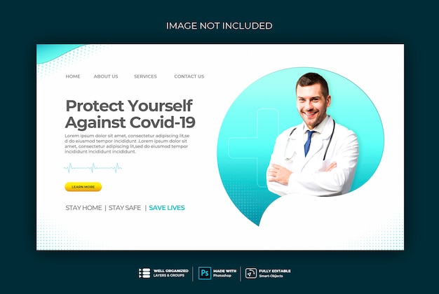 PSD santé médicale, modèle de bannière web coronavirus