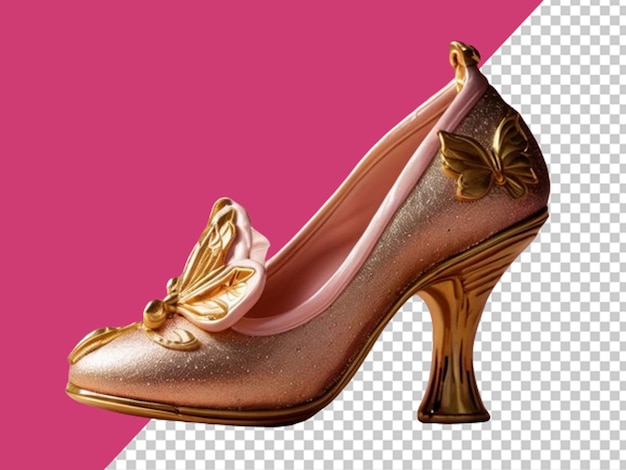PSD sapato de moda luxuoso dourado com salto alto