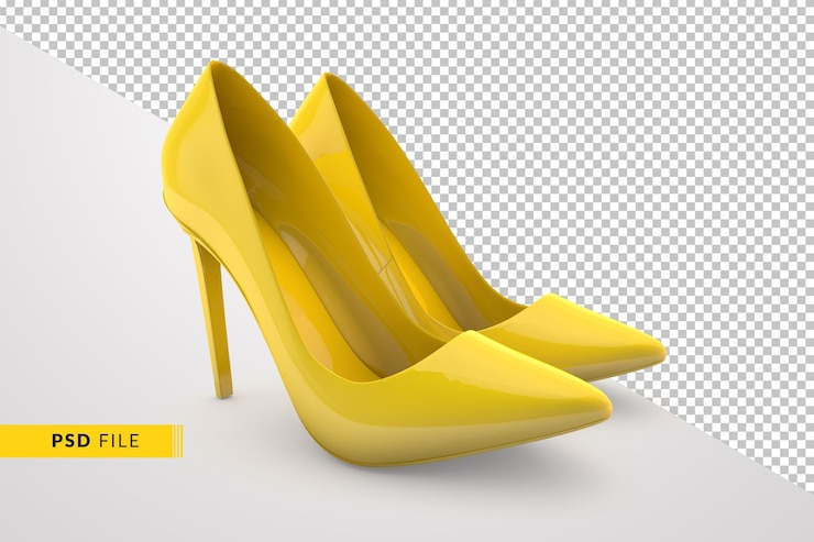 PSD sapatos amarelos em design de renderização 3d