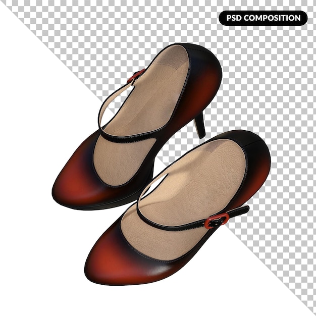 PSD sapatos de salto alto isolados renderização em 3d