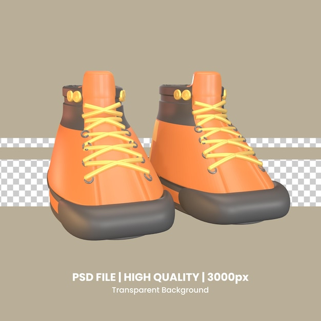 PSD sapatos de trabalhador de ícone 3d renderizados isolados no fundo transparente