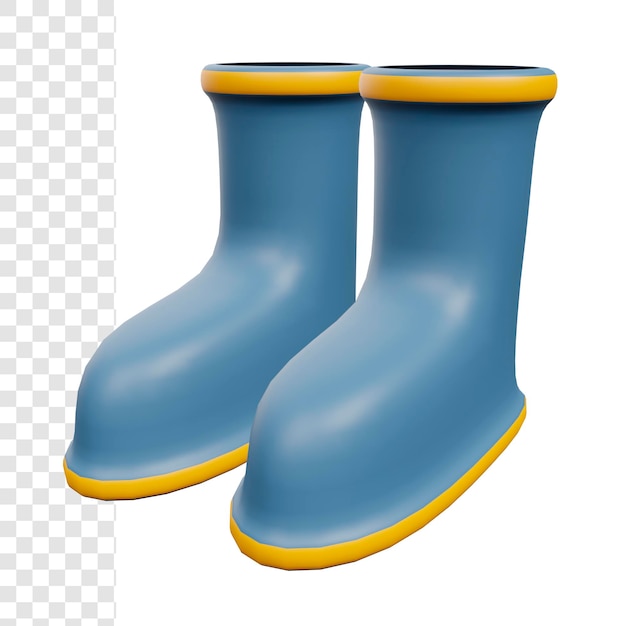 PSD sapatos ou botas de borracha 3d