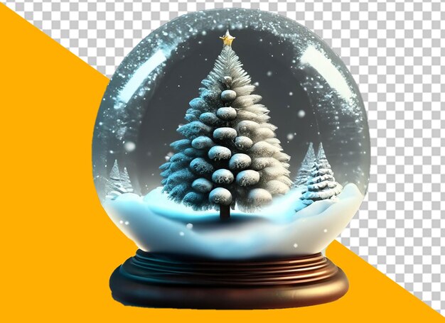 Sapin de Noël brillant dans une boule à neige