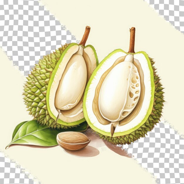 PSD sapodilla durian também conhecido como sapodilla verde tem uma pele verde grossa, carne branca suculenta e sementes castanhas de fundo transparente