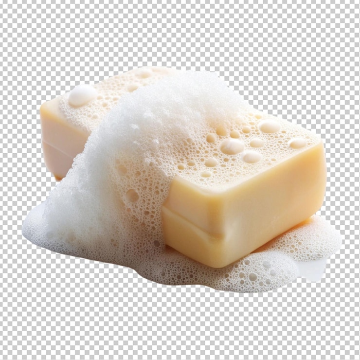 sapone con schiuma su sfondo trasparente
