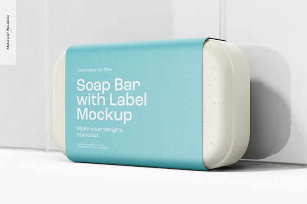 Saponetta con etichetta Mockup, vista da destra
