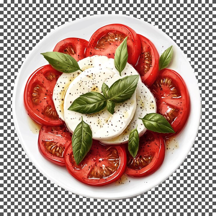 PSD saporita insalata di caprese isolata su uno sfondo trasparente