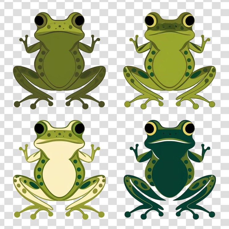 PSD sapos em um fundo transparente com um fundo verde
