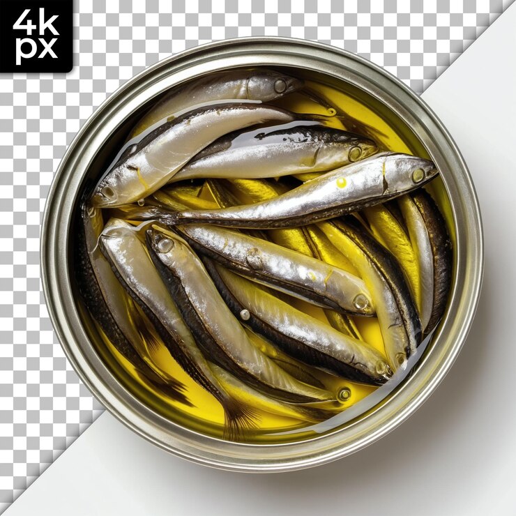 PSD sardine in scatola nell'olio su uno sfondo trasparente