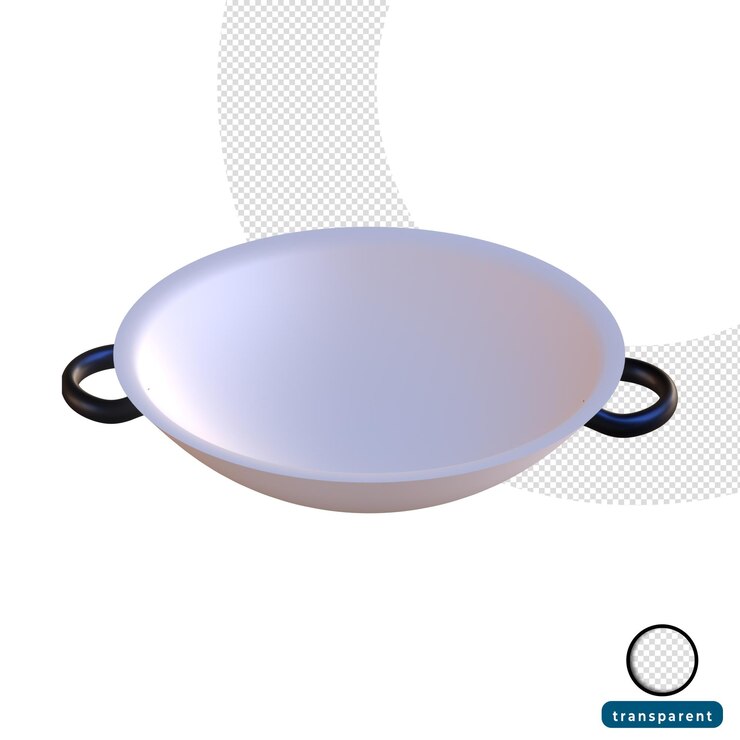 PSD sartén de renderizado 3d de acero inoxidable