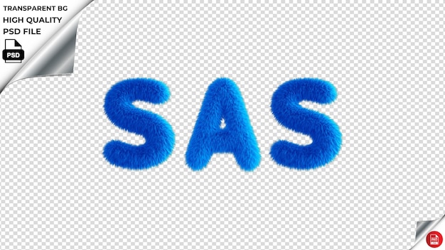 PSD sas tipografía azul fluffy texto psd transparente