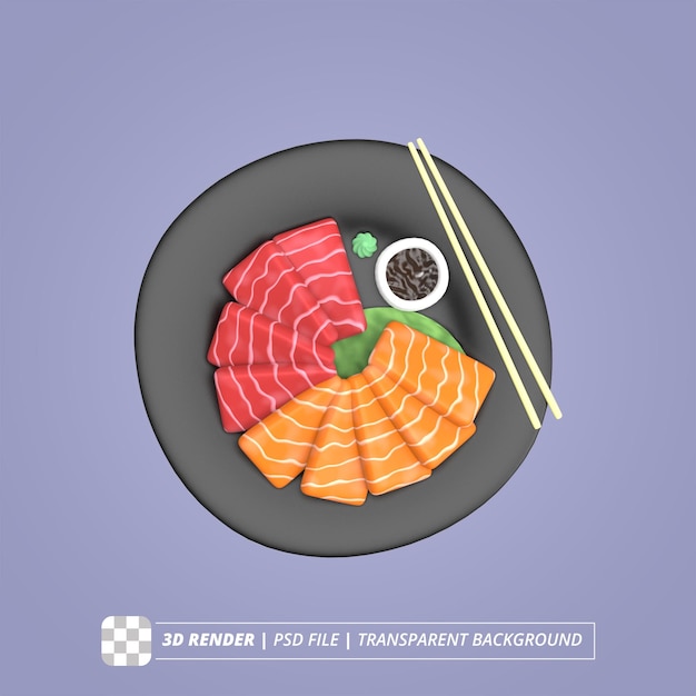 PSD sashimi 3d render imágenes aisladas