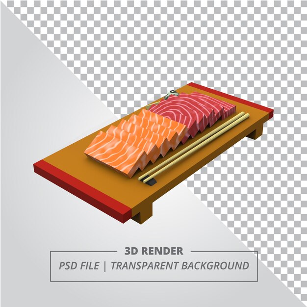 PSD sashimi 3d render imágenes aisladas