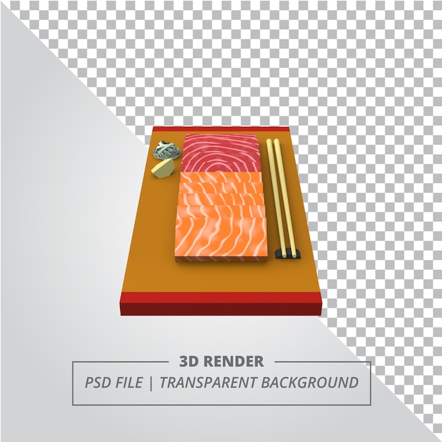 PSD sashimi 3d render imágenes aisladas