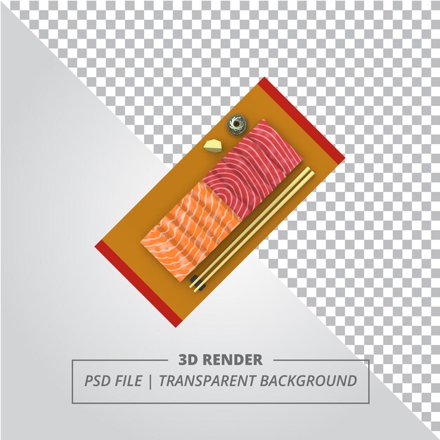 PSD sashimi 3d render imágenes aisladas